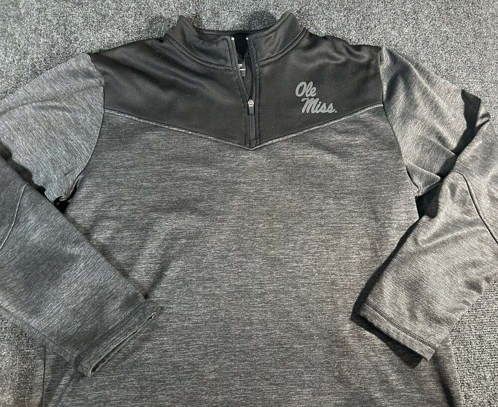 Colosseum Ole Miss Rebels 1/4 Zip Pullover Sweatshirt Black Gray XL